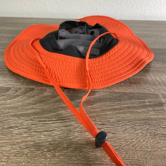 Vintage The Game MD Gray Orange Wide Brim Sun Hat Adjustable Chin Strap One Size - Picture 4 of 8